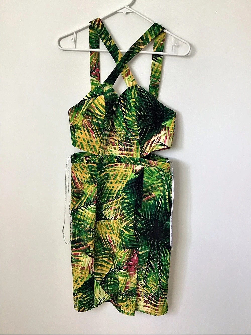 XOXO Women's Abstract Mini Dress Size Small Green & Pink cutout